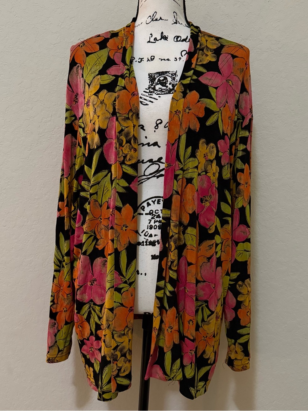 Vintage Vikki Vi Floral Stretch Open Cardigan
